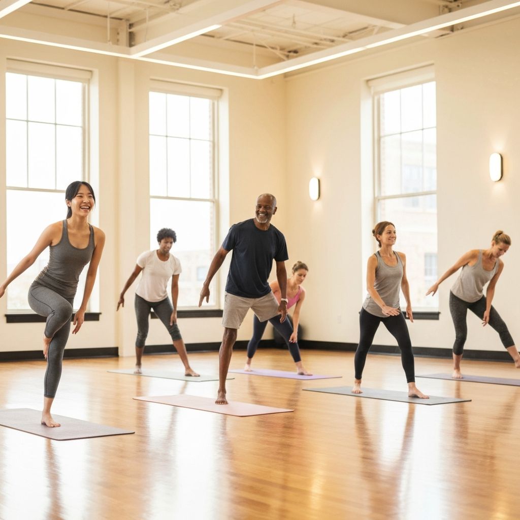 Group exercise class in session